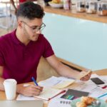 A small business owner doing accounting.